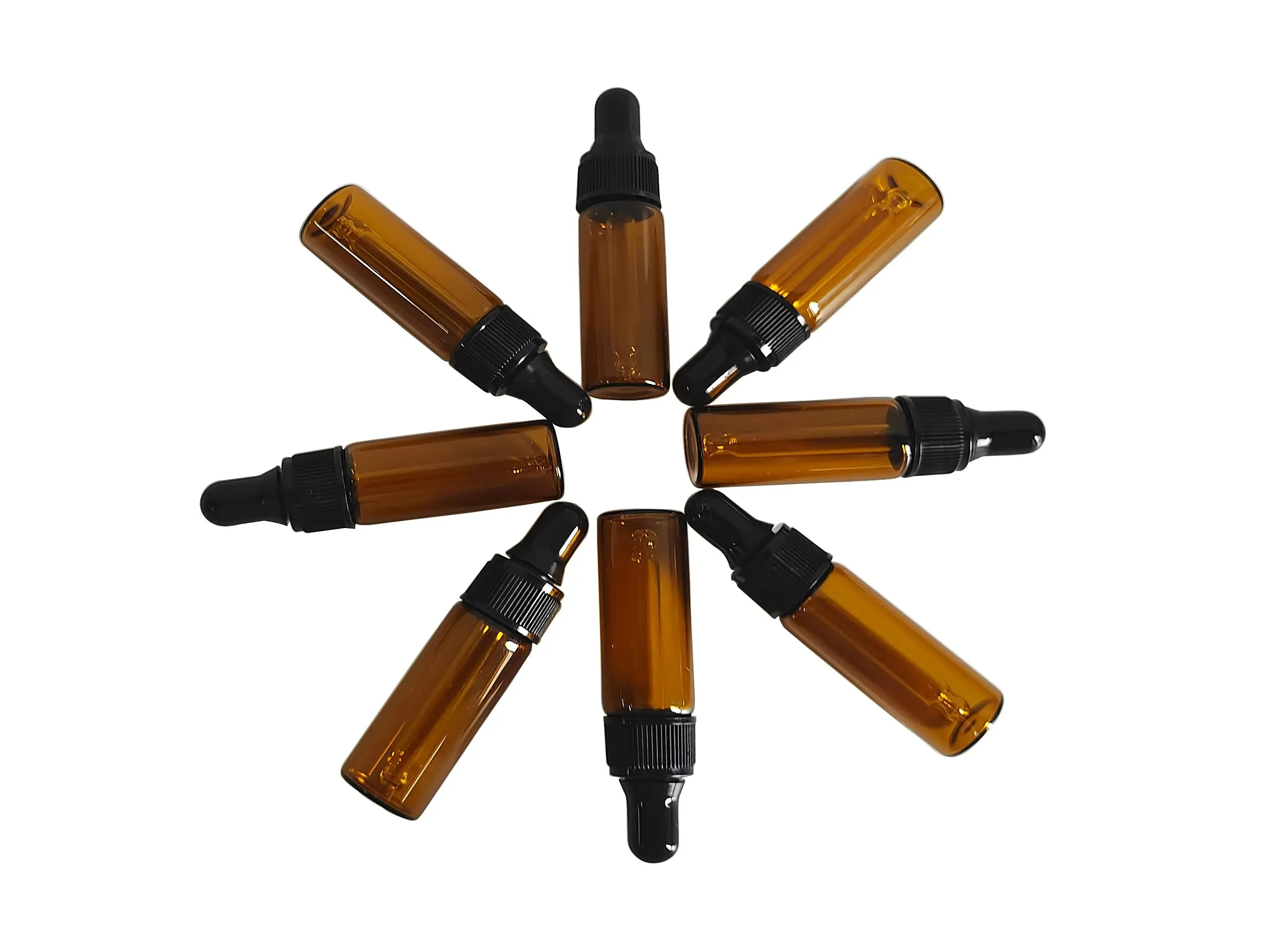 AGENIZ 50 Pcs 5ml Amber Mini Dropper Bottles Essential Oils Sample Dropper Bottles For Traveling Essential Oils Perfume Cosmetic Liquid