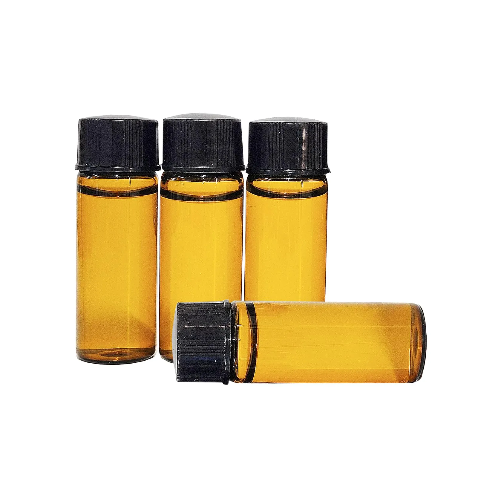 AGENIZ 50Pcs 3ml 5ml Amber Sample Bottles,Mini Glass Essential Oil Bottle, with Black Screw Caps, for Travel Essential Oil and Perfume Vials Bottles (5ML)
