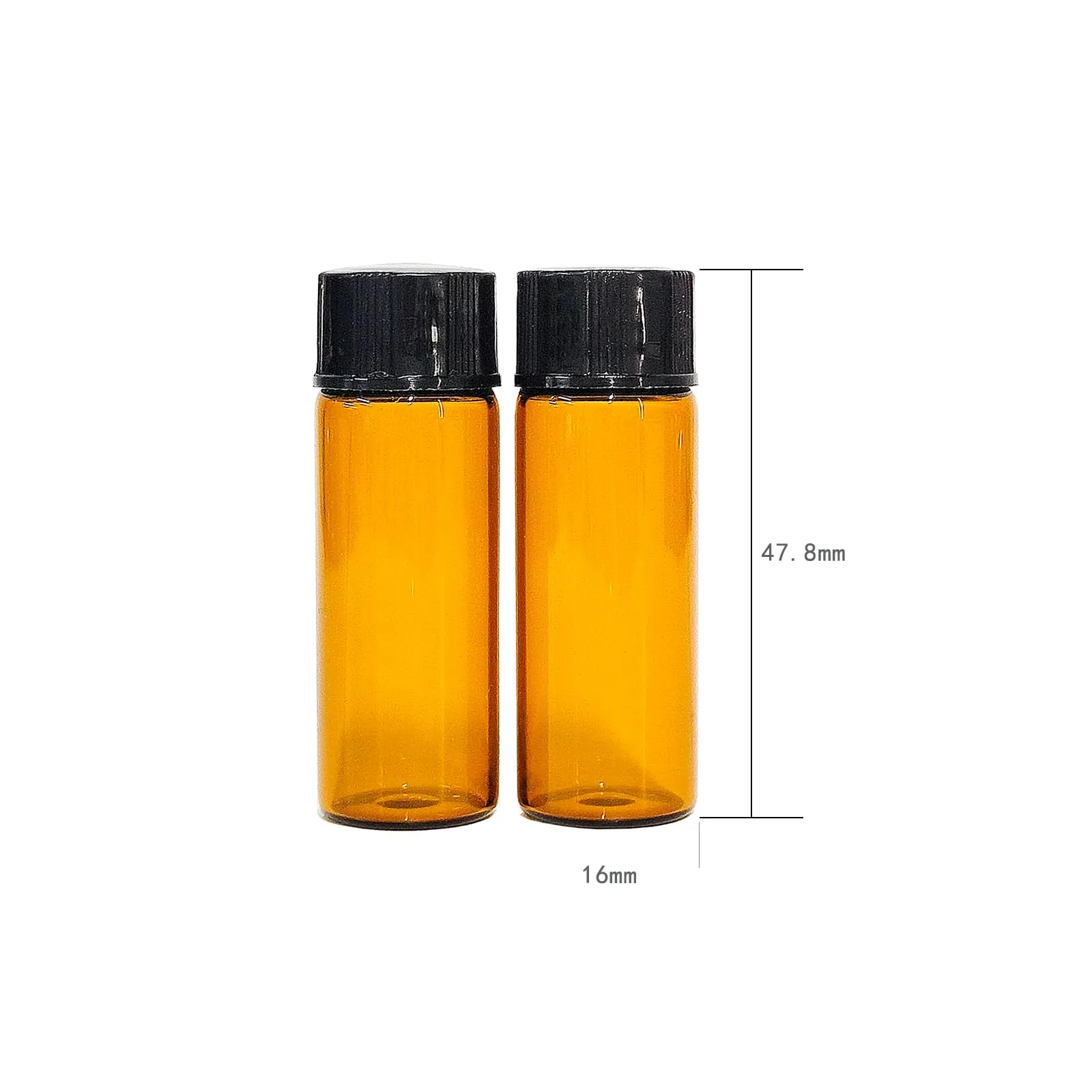 AGENIZ 50Pcs 3ml 5ml Amber Sample Bottles,Mini Glass Essential Oil Bottle, with Black Screw Caps, for Travel Essential Oil and Perfume Vials Bottles (5ML)