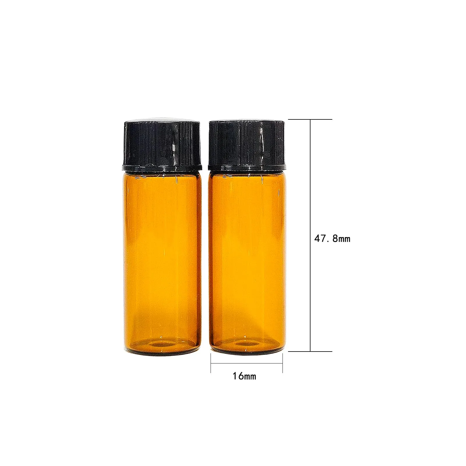AGENIZ 50Pcs 3ml 5ml Amber Sample Bottles,Mini Glass Essential Oil Bottle, with Black Screw Caps, for Travel Essential Oil and Perfume Vials Bottles (5ML)