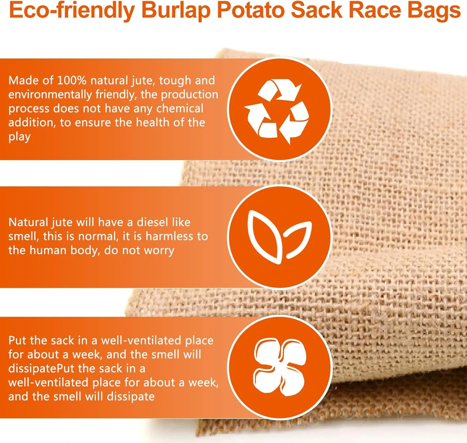 Agfabric Large Burlap Potato Sack Race Bags, 24"x40" Durable Sack Race Bags Outdoor Lawn Games for Kids & Childrens, BBQ, Picnic, Block Party, Family Reunion, Easter, Birthday, Halloween - Set of 4