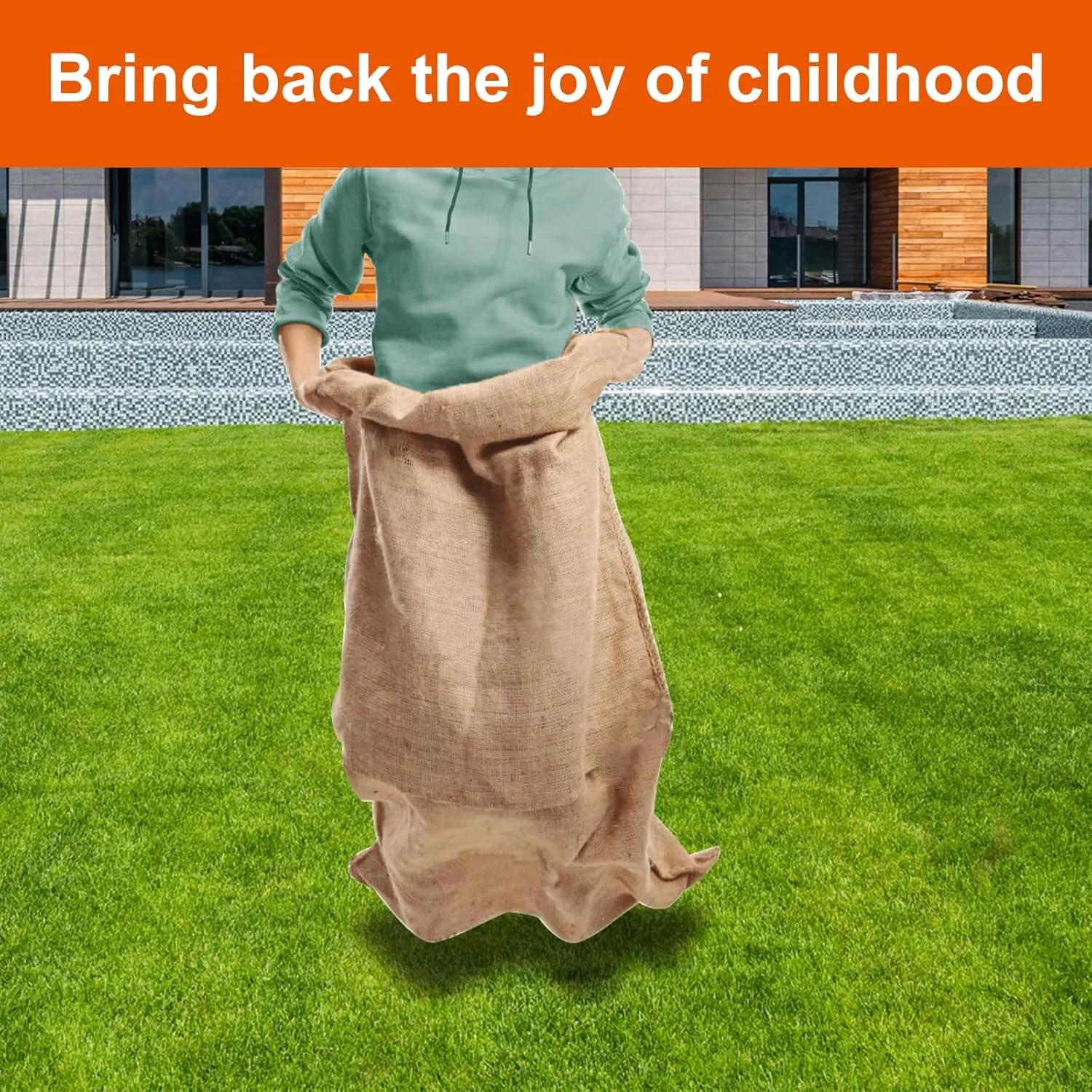 Agfabric Large Burlap Potato Sack Race Bags, 24"x40" Durable Sack Race Bags Outdoor Lawn Games for Kids & Childrens, BBQ, Picnic, Block Party, Family Reunion, Easter, Birthday, Halloween - Set of 4