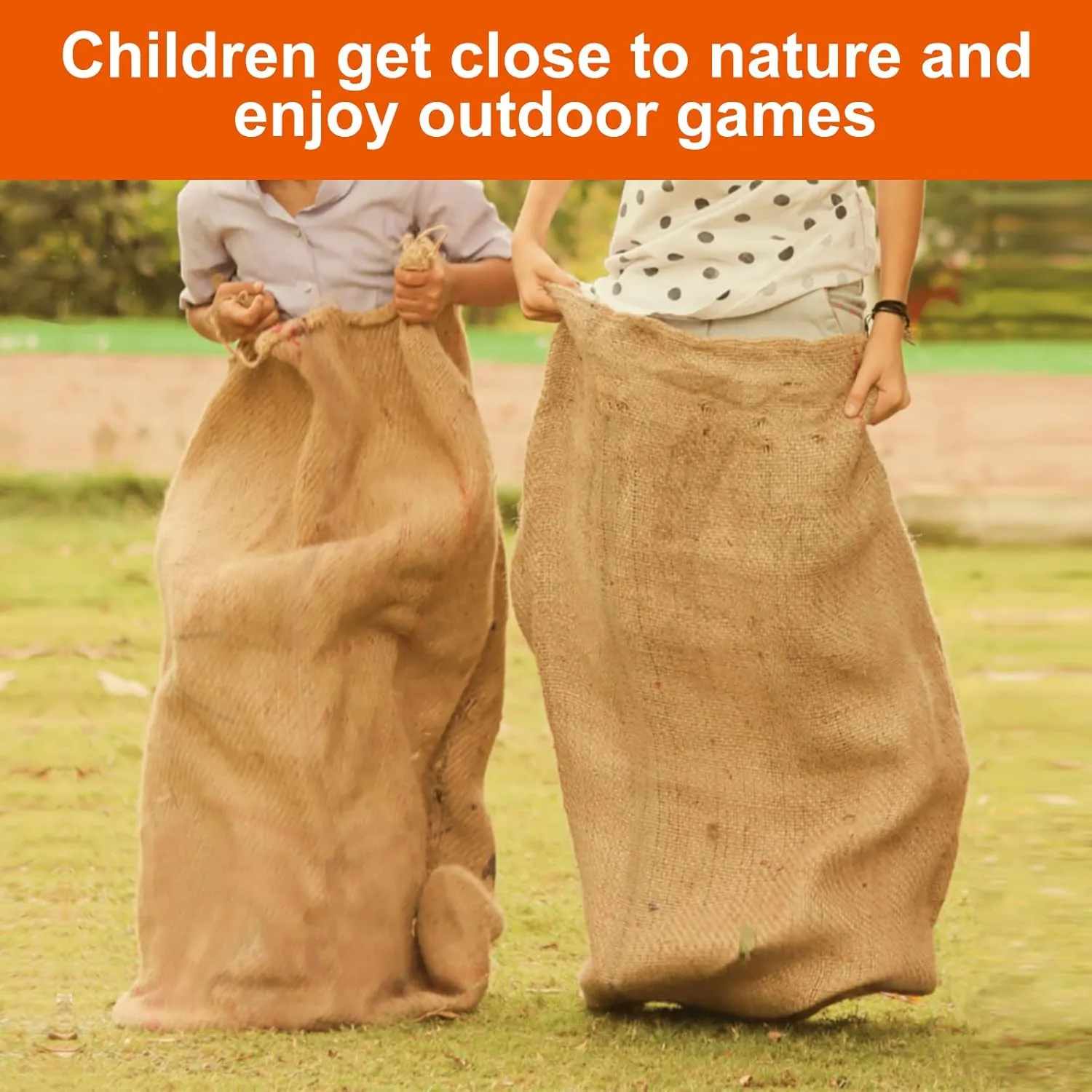 Agfabric Large Burlap Potato Sack Race Bags, 24"x40" Durable Sack Race Bags Outdoor Lawn Games for Kids & Childrens, BBQ, Picnic, Block Party, Family Reunion, Easter, Birthday, Halloween - Set of 4