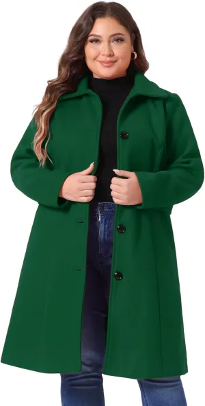 Agnes Orinda Women's Plus Size Single Breasted Belted Winter Long Coat