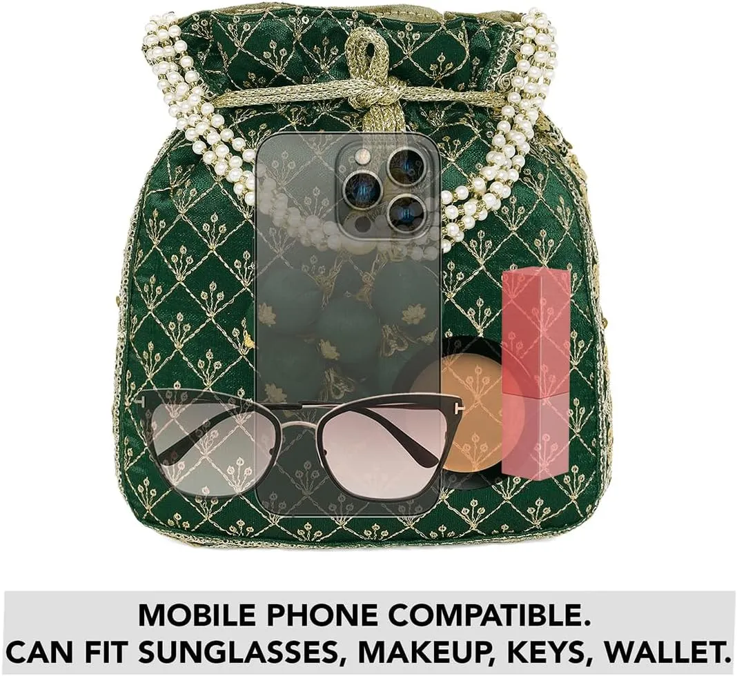 Aheli Potli Bag Gift for Women Handmade Evening Wristlet Handbag Stylish Bridal Purse Fashion Bag
