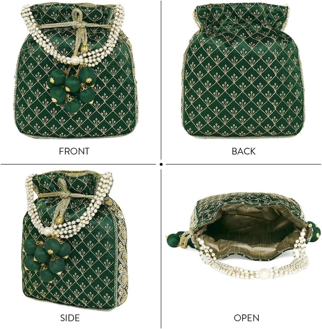 Aheli Potli Bag Gift for Women Handmade Evening Wristlet Handbag Stylish Bridal Purse Fashion Bag