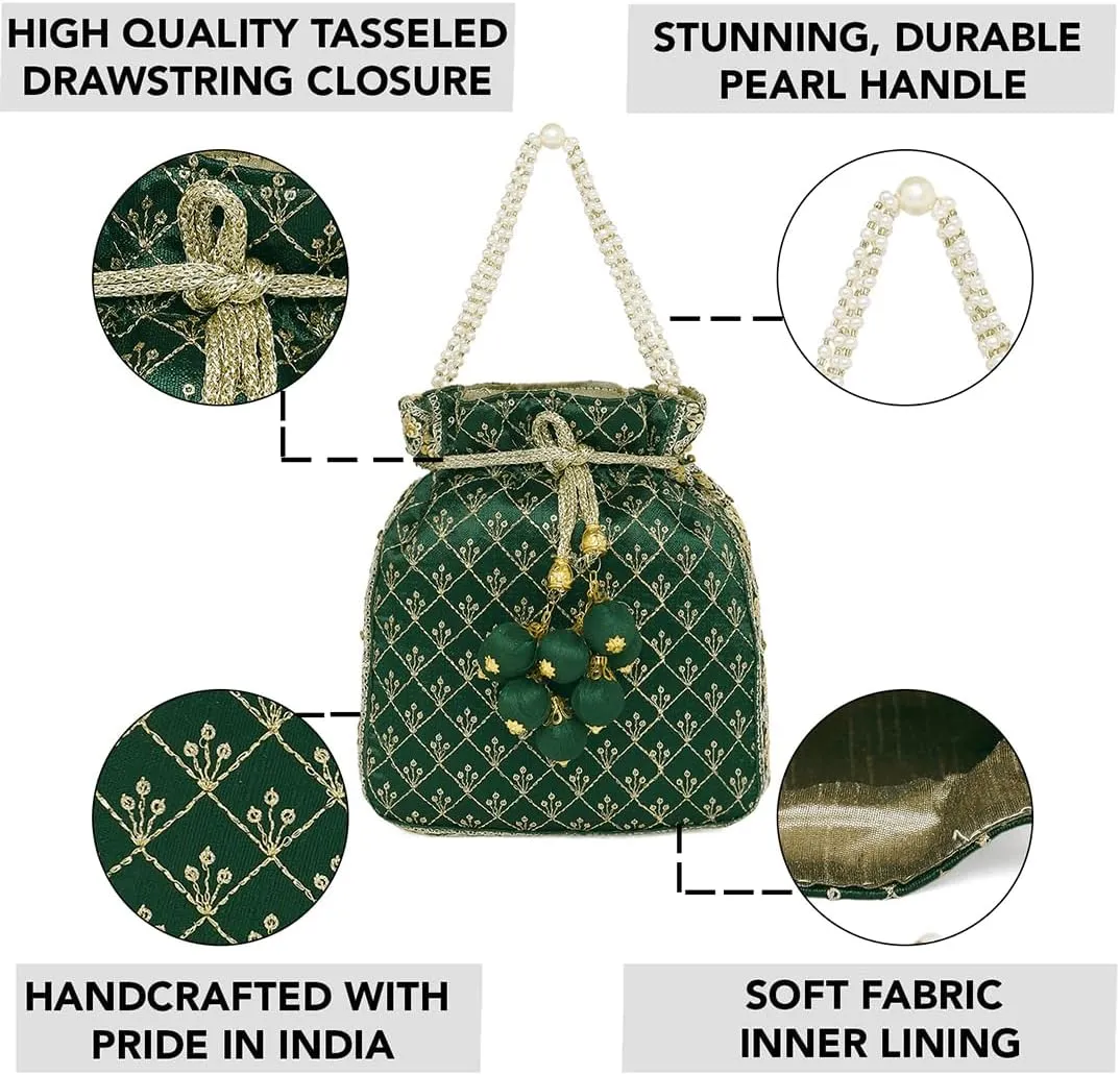 Aheli Potli Bag Gift for Women Handmade Evening Wristlet Handbag Stylish Bridal Purse Fashion Bag