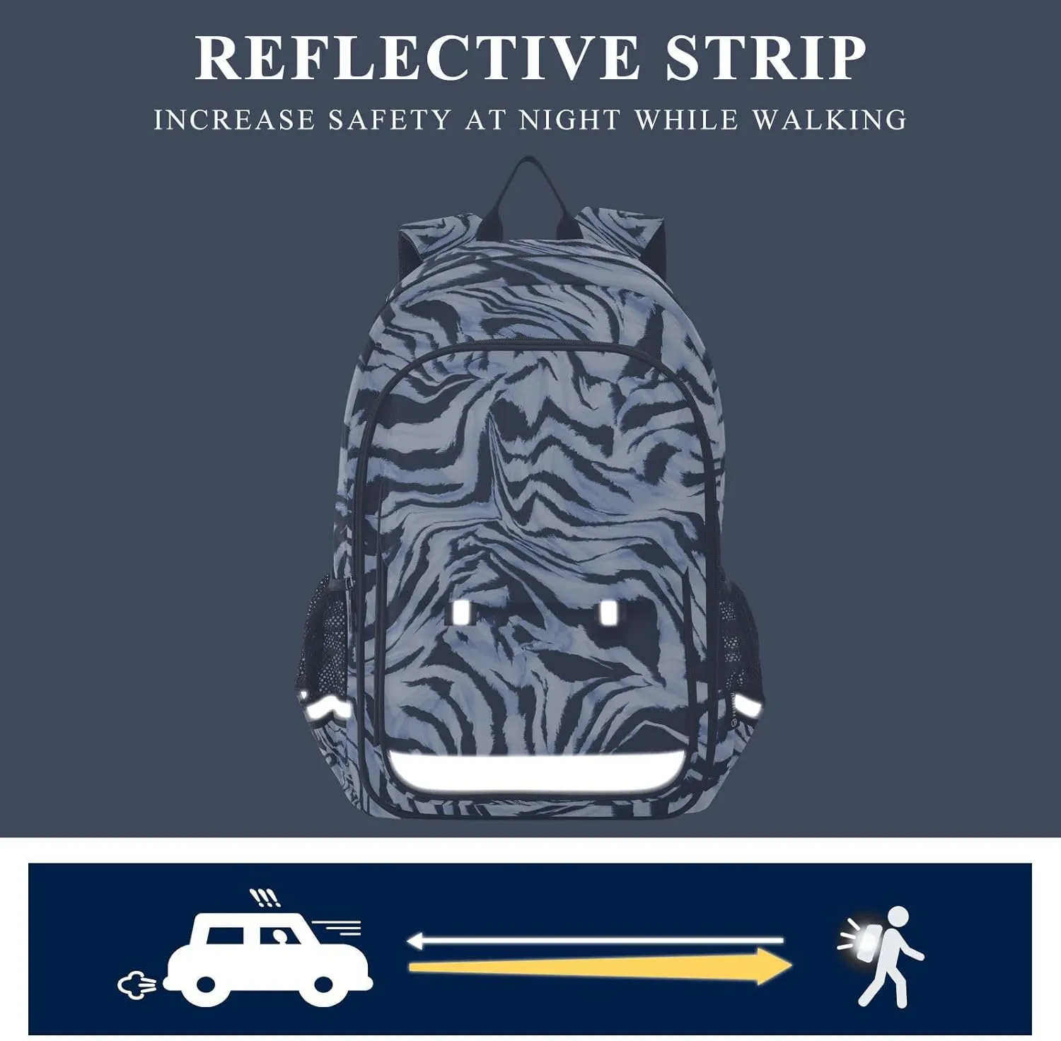 ALAZA Blue Zebra Print Laptop Backpack Purse for Women Men School Bag 17 Inch Bookbag Student Boys Girls Travel Casual Daypack