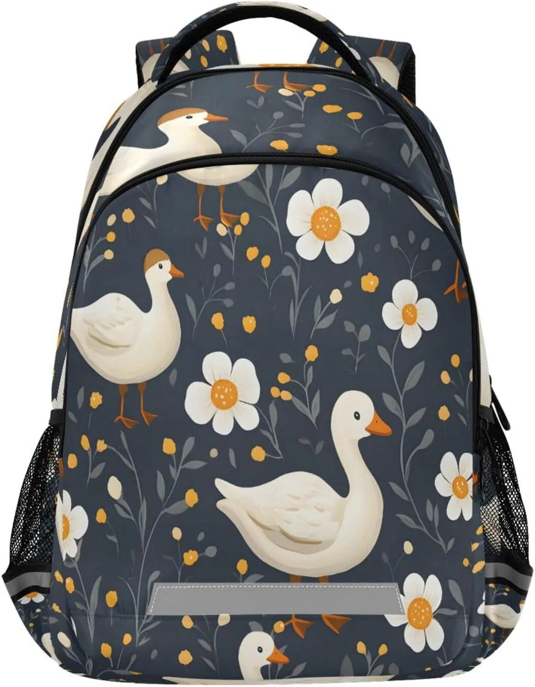ALAZA Geese White Flowers Backpacks Travel Laptop Daypack School Book Bag for Men Women Teens Kids
