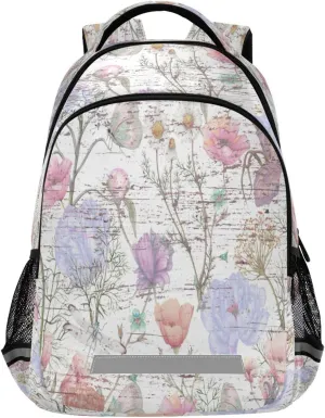 ALAZA Romantic Wildflower on Wood Backpacks for Girls Boys Kids Travel Laptop Daypack School Book Bag for Teens