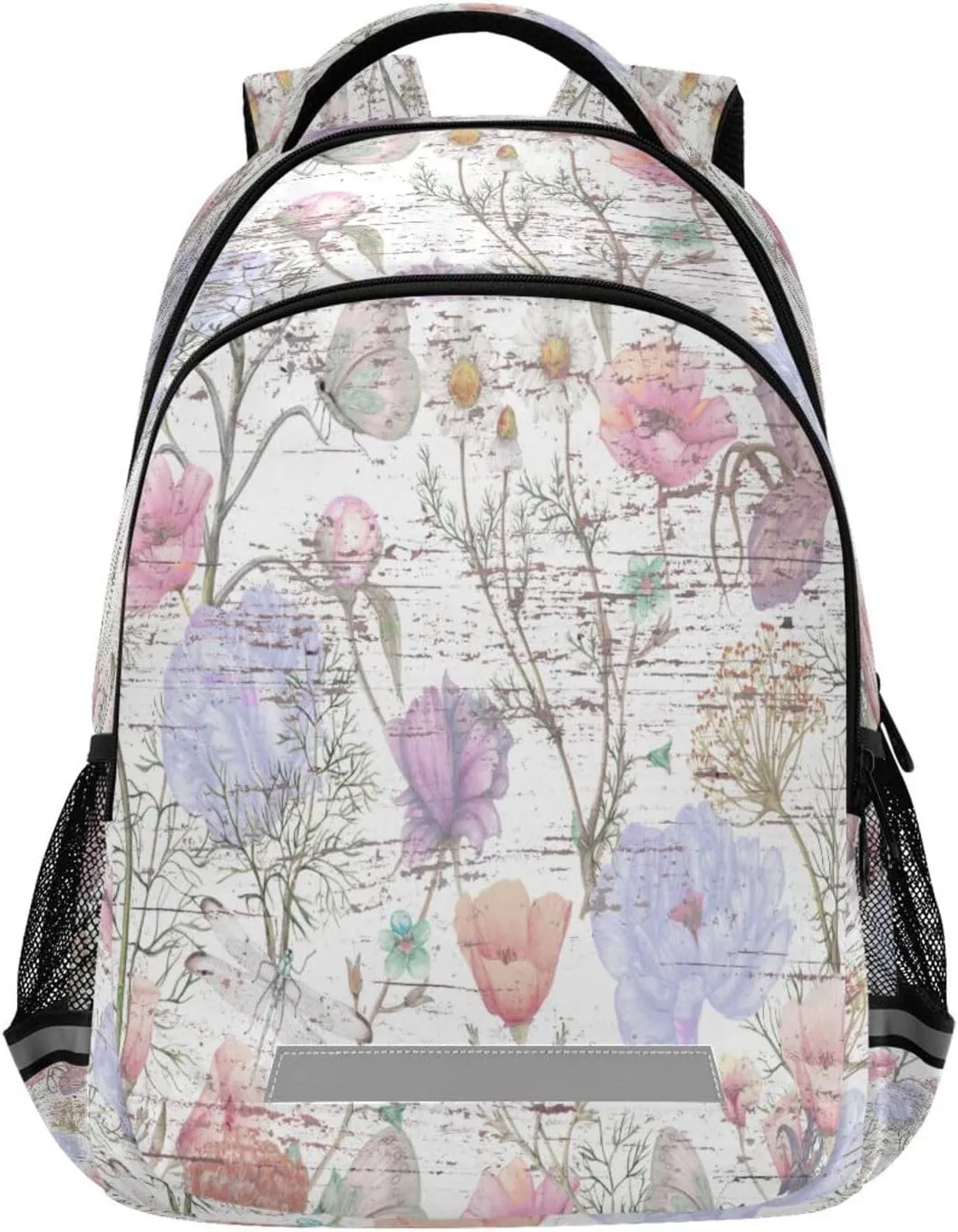 ALAZA Romantic Wildflower on Wood Backpacks for Girls Boys Kids Travel Laptop Daypack School Book Bag for Teens