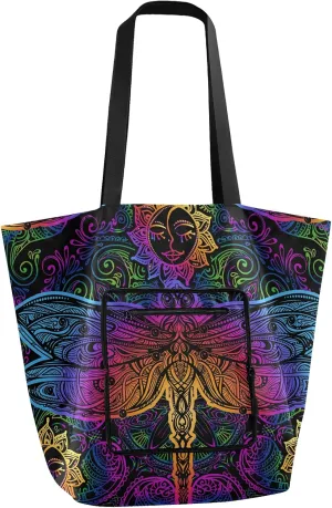 ALAZA Tote Bag for Women School Large Reusable Grocery Bags Lightweight Shoulder Handbag with External Pockets