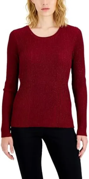 Alfani Womens Metallic Rayon Crewneck Sweater