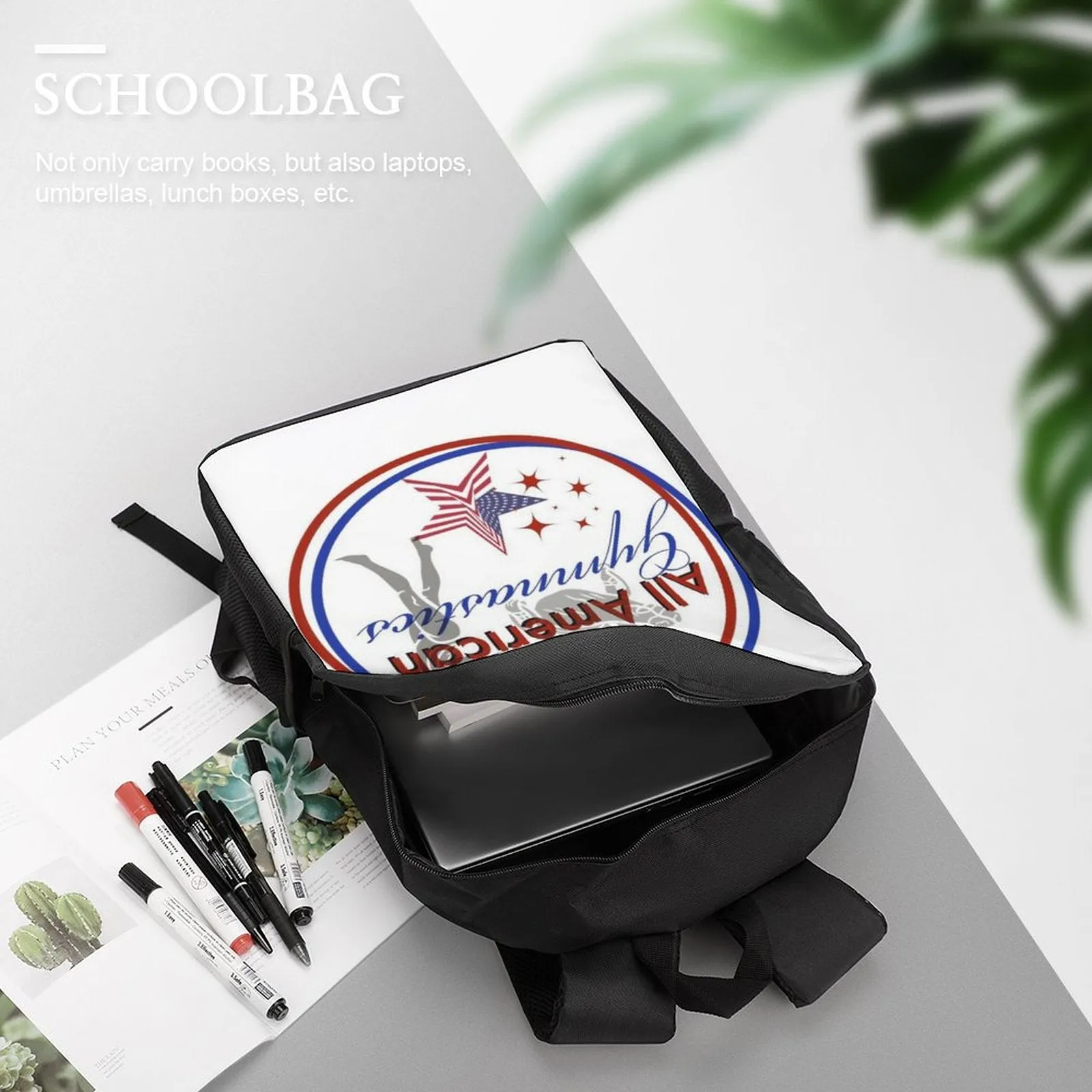 All American Gymnastics - 17 inch Black Schoolbag