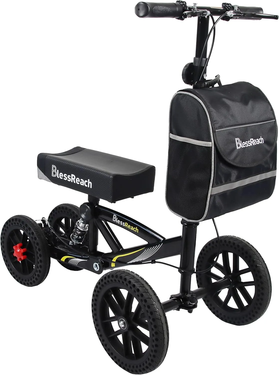 All Terrain Foldable Knee Scooter Walker - Economical Knee Walker for Foot Injuries, Compact Crutches Alternative - Black