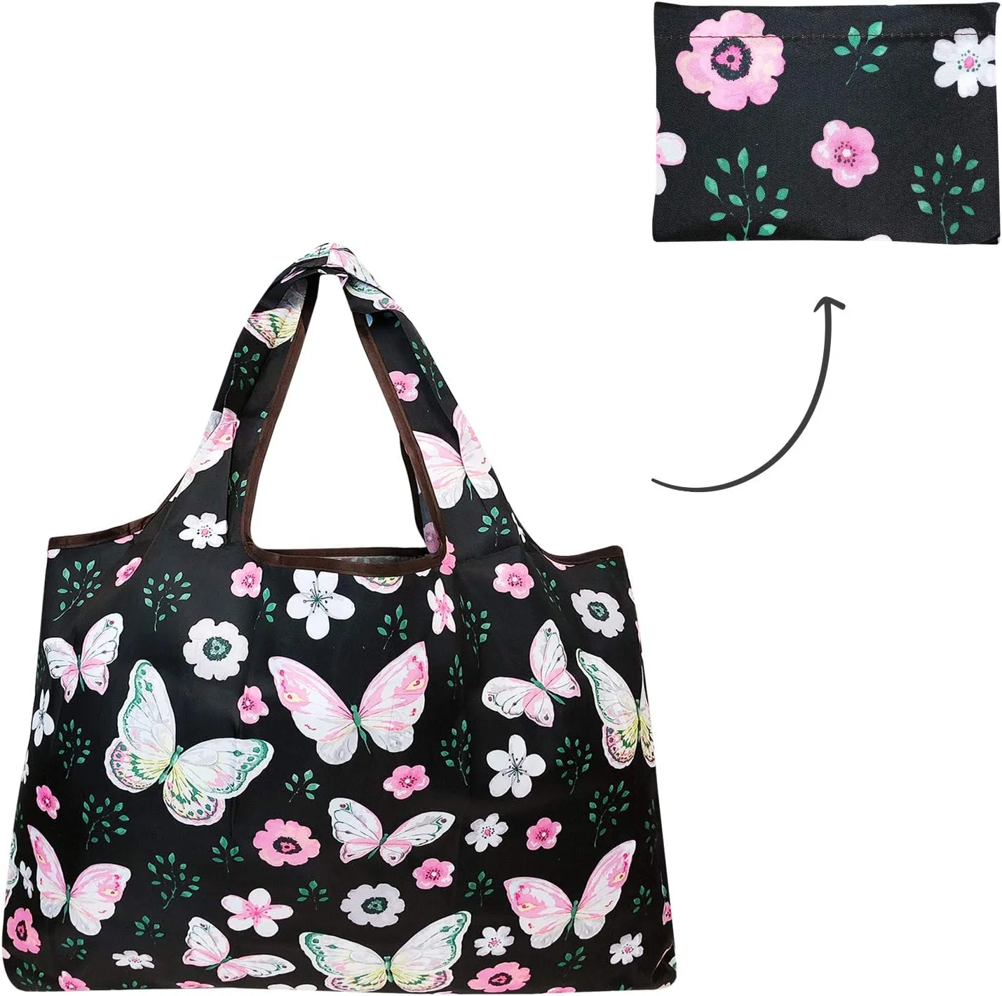 alldyrew Large Foldable Tote Nylon Reusable Grocery Bag, 3 Pack