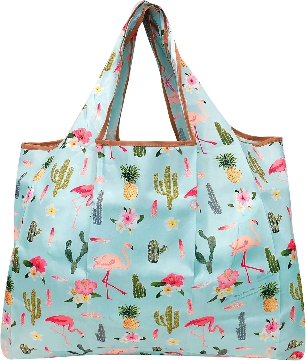 alldyrew Large Foldable Tote Nylon Reusable Grocery Bag, 3 Pack