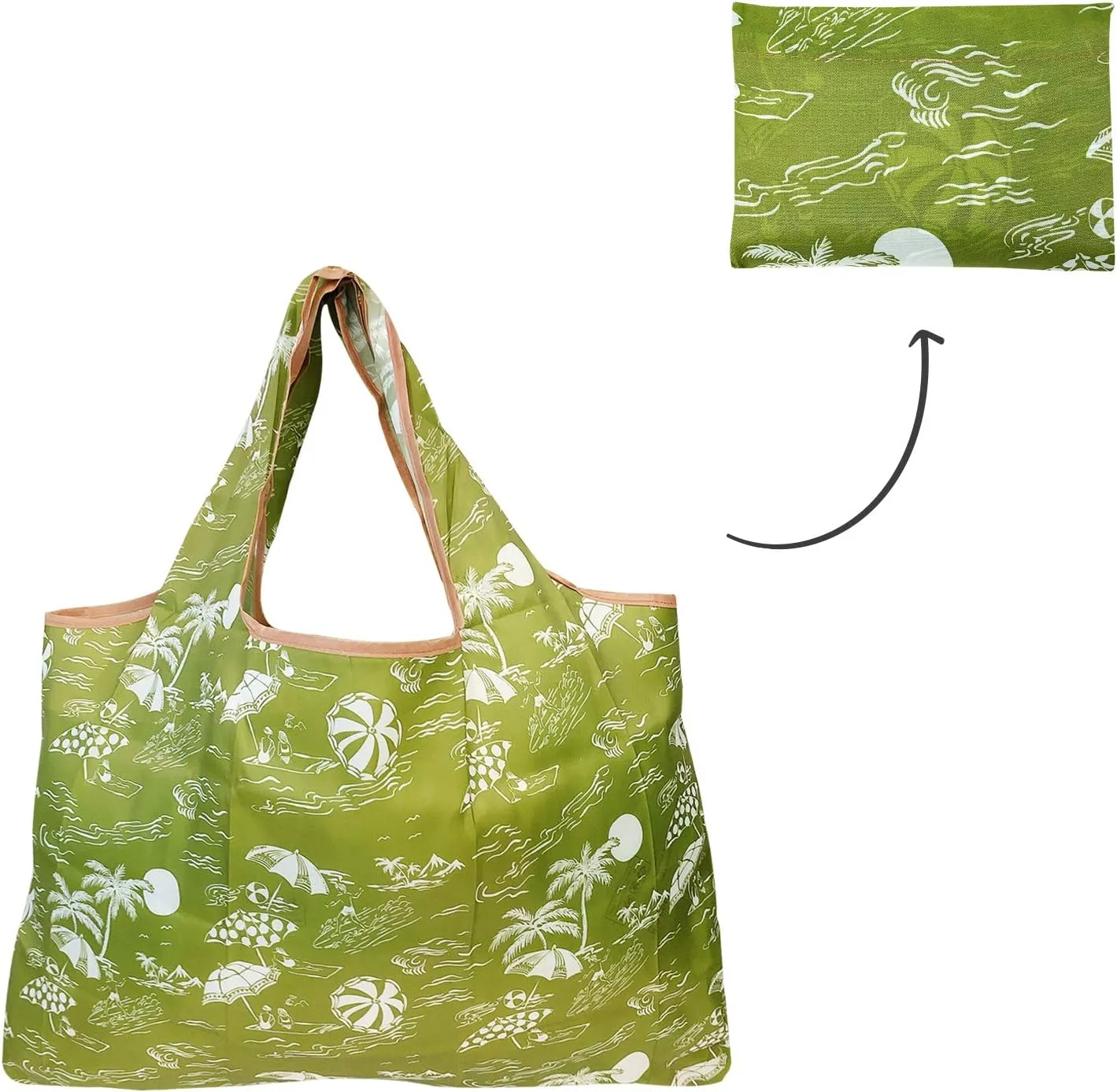 alldyrew Large Foldable Tote Nylon Reusable Grocery Bag, 3 Pack