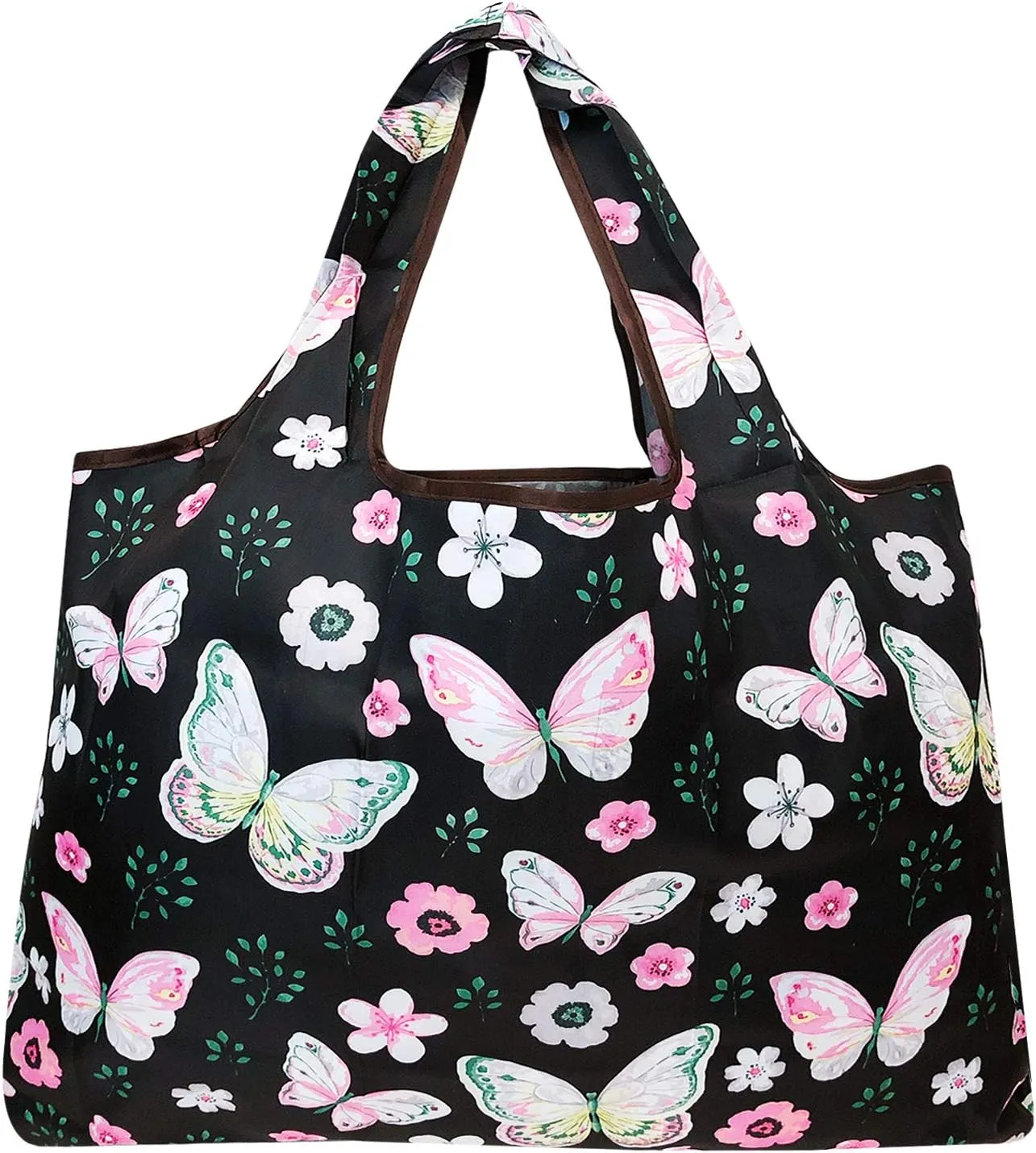 alldyrew Large Foldable Tote Nylon Reusable Grocery Bag, 3 Pack