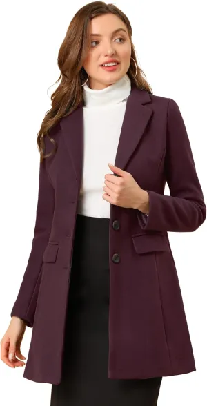 Allegra K Women's 2024 Pea Coat Single Breasted Long Winter Coats for Women