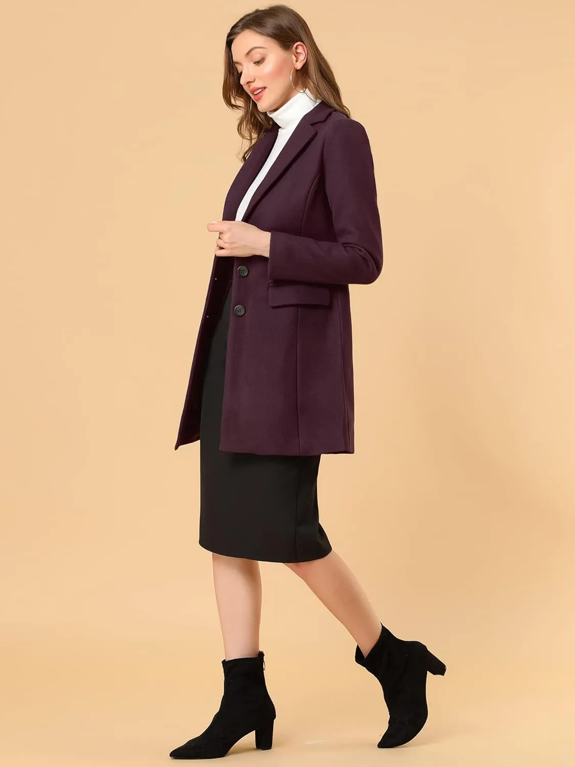 Allegra K Women's 2024 Pea Coat Single Breasted Long Winter Coats for Women