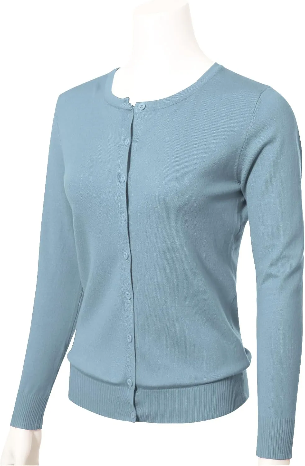Allsense Women's Long-Sleeve Lightweight Crewneck Cardigan Sweater
