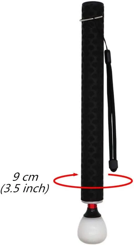 Aluminum Telescopic Blind Cane with Rolling Tip 28cm-150cm (11 inch-59 inch) ，with 2 Tips (Black Handle)