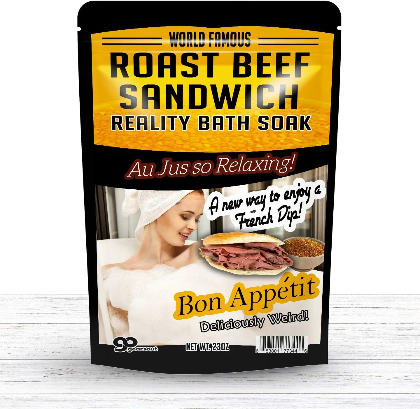 Amber Bath Salts - Luxury Roast Beef Sandwich Bath Soak - Funny Spa Gifts for Men & Women - Sea Salts - Au Jus French Dip