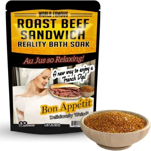 Amber Bath Salts - Luxury Roast Beef Sandwich Bath Soak - Funny Spa Gifts for Men & Women - Sea Salts - Au Jus French Dip