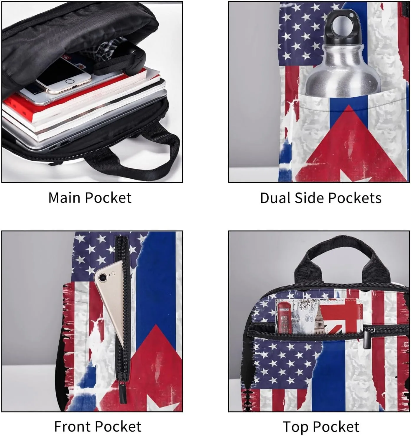 American Cuba Flag Cuban Roots Casual Backpacks Large Capacity Laptop Backpack Sports Fitness Rucksack Travel Carry-On Daypack Work Bag for Outdoor Camping