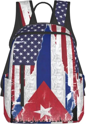 American Cuba Flag Cuban Roots Casual Backpacks Large Capacity Laptop Backpack Sports Fitness Rucksack Travel Carry-On Daypack Work Bag for Outdoor Camping
