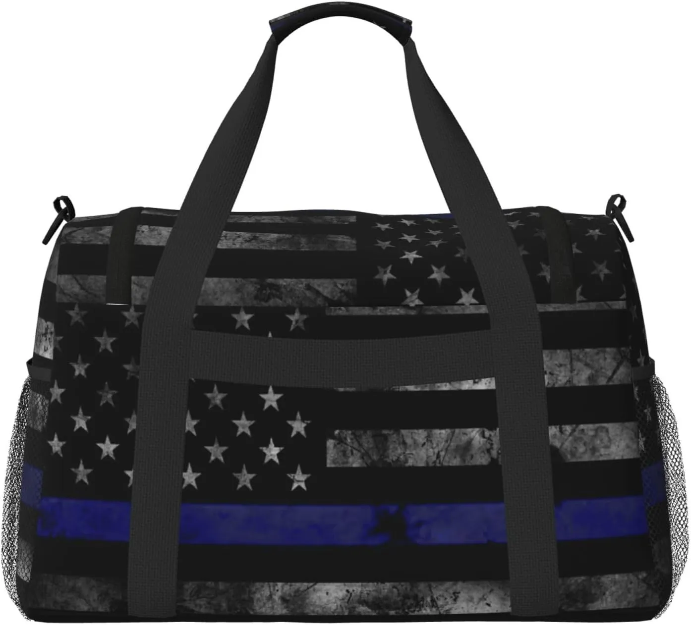 American Flag Blue Line Travel Duffel Bag Large Foldable Waterproof Overnight Bag For Beach Swim Bags Pool Sports Gym