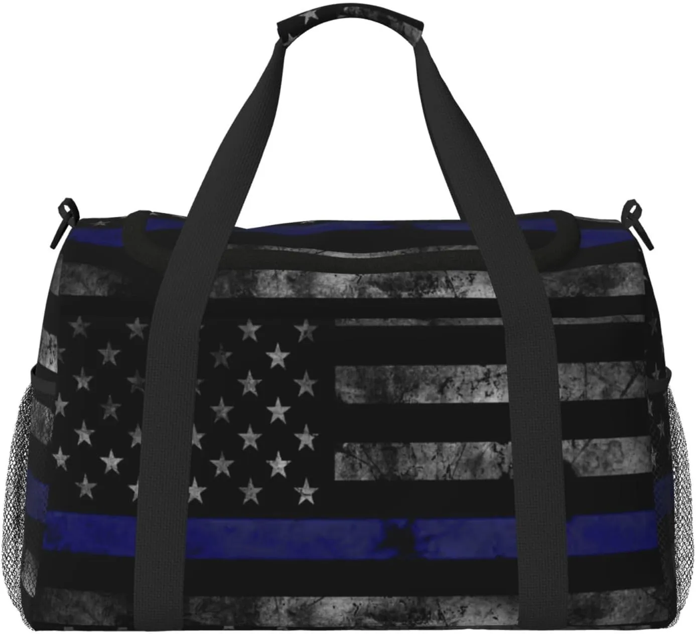American Flag Blue Line Travel Duffel Bag Large Foldable Waterproof Overnight Bag For Beach Swim Bags Pool Sports Gym