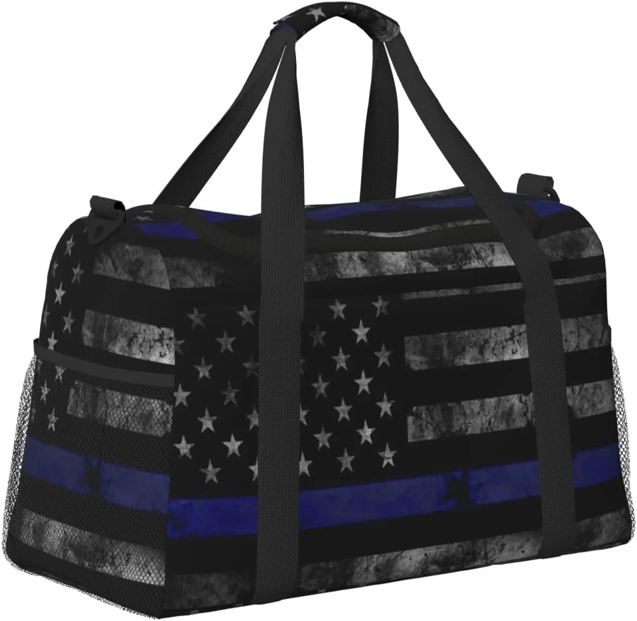 American Flag Blue Line Travel Duffel Bag Large Foldable Waterproof Overnight Bag For Beach Swim Bags Pool Sports Gym