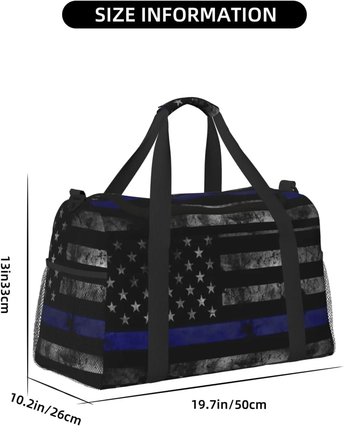 American Flag Blue Line Travel Duffel Bag Large Foldable Waterproof Overnight Bag For Beach Swim Bags Pool Sports Gym