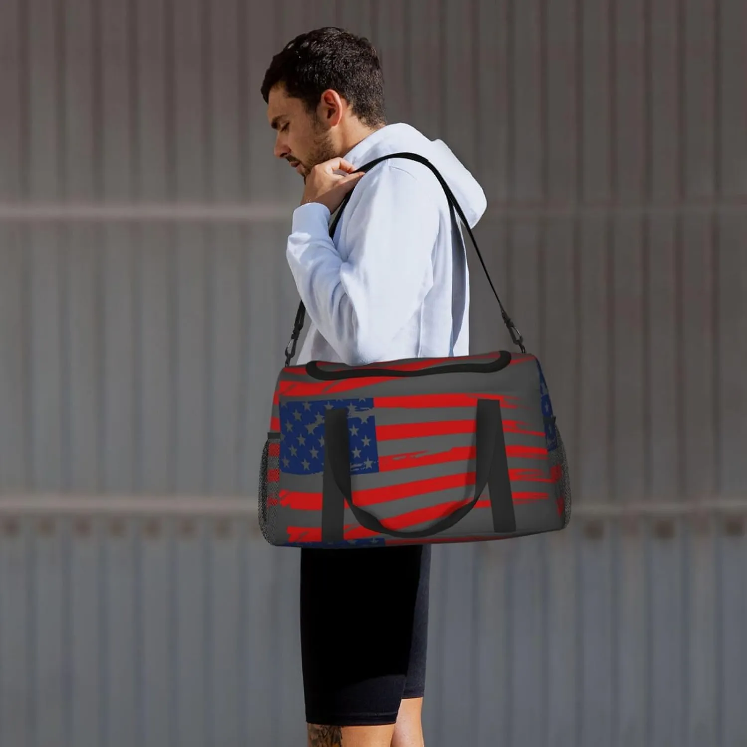 American Flag Travel Duffel Bag Large Foldable Waterproof Overnight Bag For Beach Swim Bags Pool Sports Gym