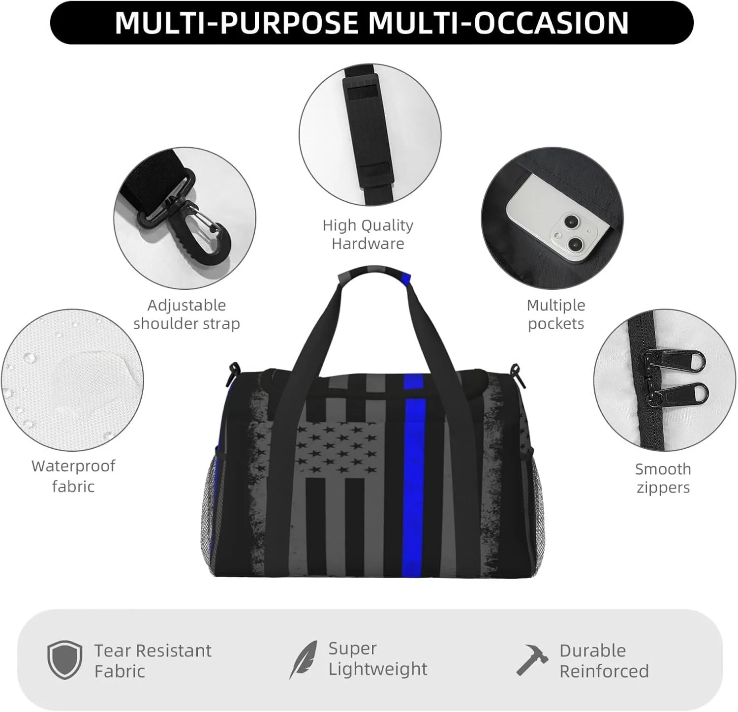 American Flag Travel Duffel Bag Large Foldable Waterproof Overnight Bag For Beach Swim Bags Pool Sports Gym