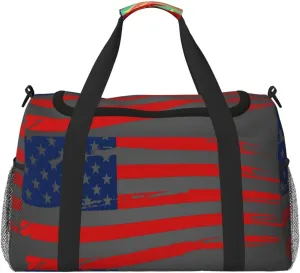 American Flag Travel Duffel Bag Large Foldable Waterproof Overnight Bag For Beach Swim Bags Pool Sports Gym
