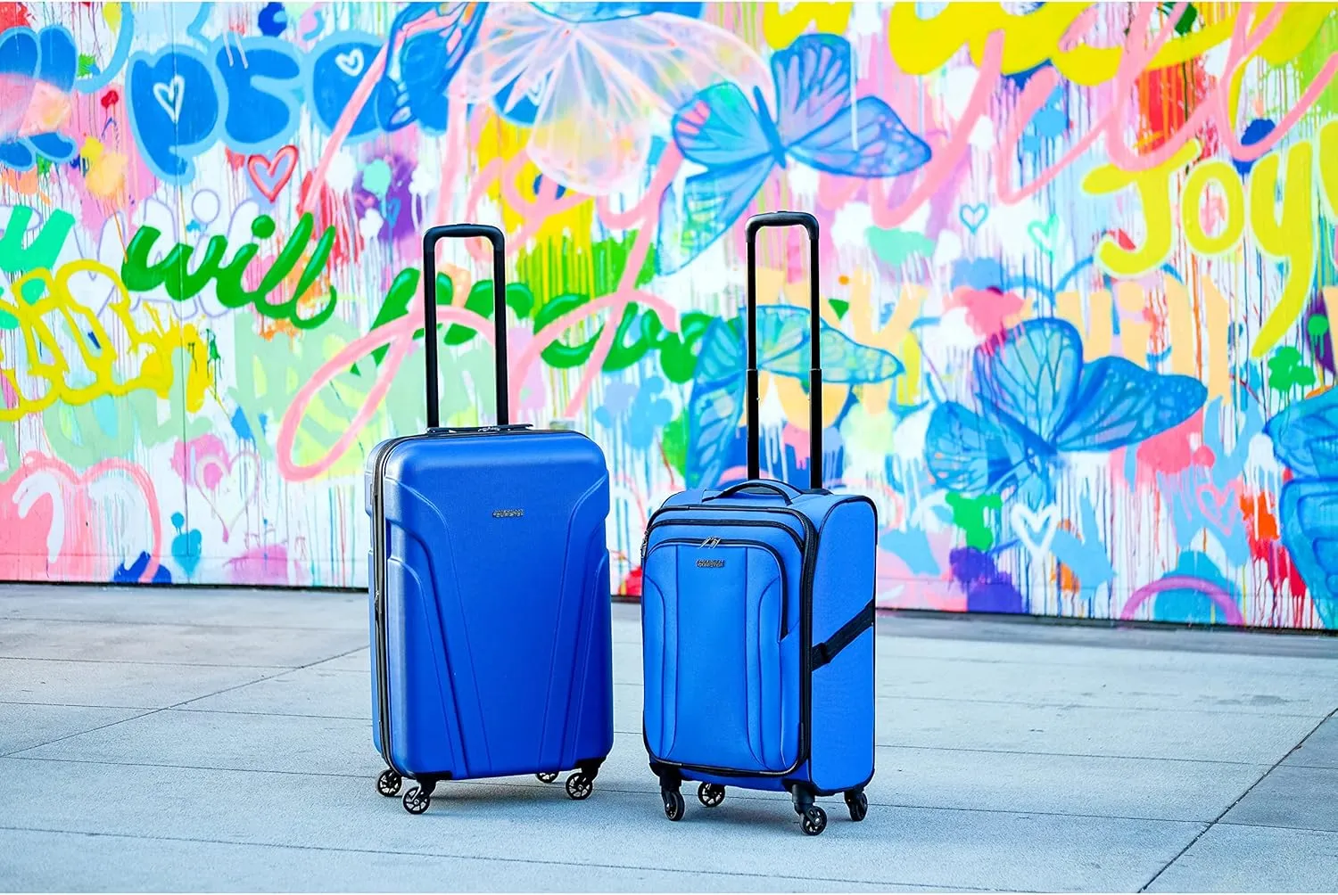 American Tourister TROUPE Hardside and Softside TRAVEL SYSTEM, 4PC SET, Classic Blue