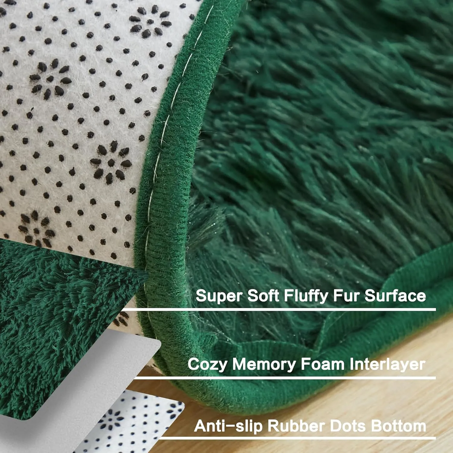 Andency 5x8 Shag Area Rug for Living Room, Emerald Green Soft Fuzzy Plush Indoor Carpets for Bedroom, Non Skid Fluffy Faux Fur Rug for Room
