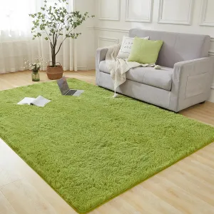 Andency 5x8 Shag Area Rug for Living Room, Grass Green Soft Fuzzy Plush Indoor Carpets for Bedroom, Non Skid Fluffy Faux Fur Rug for Room