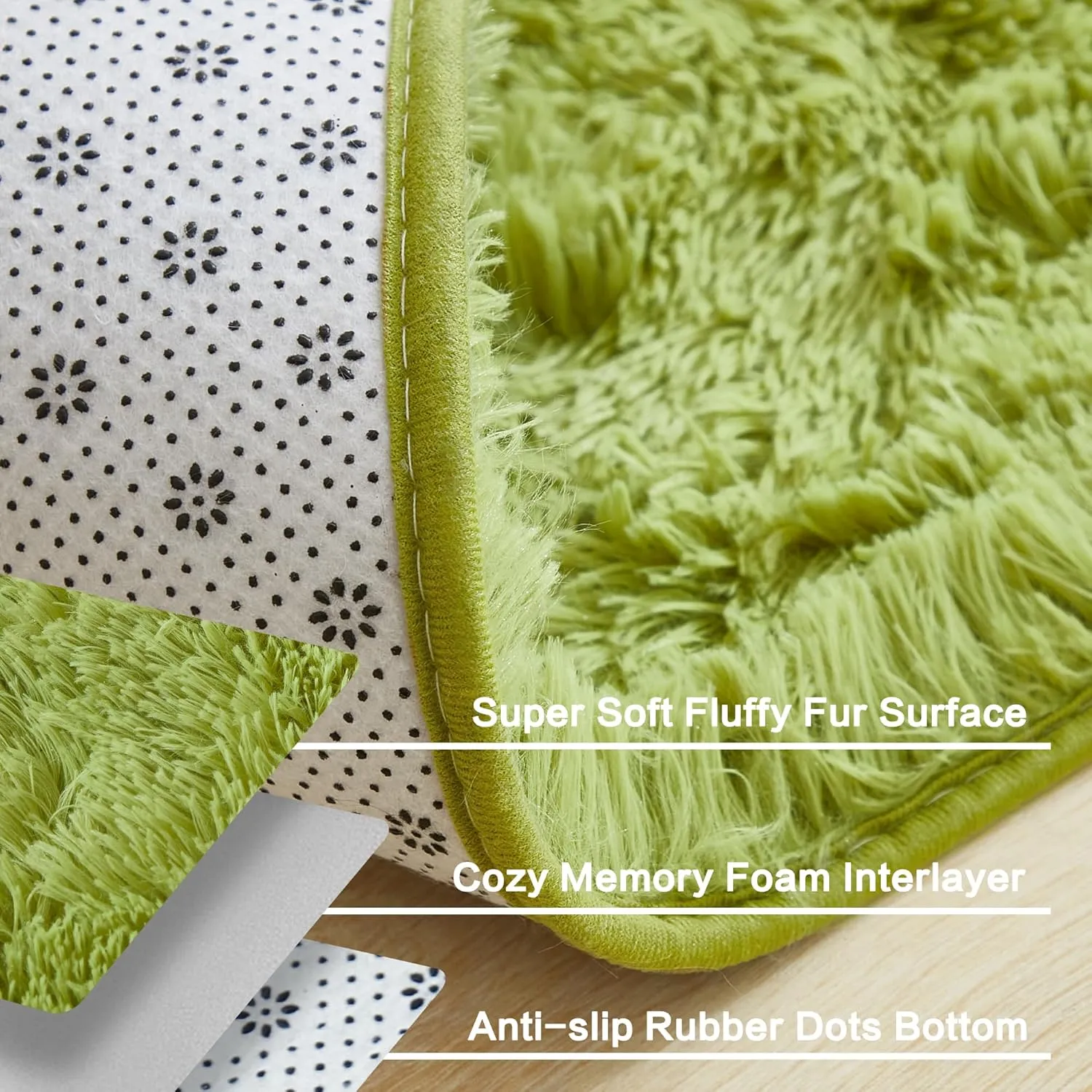 Andency 5x8 Shag Area Rug for Living Room, Grass Green Soft Fuzzy Plush Indoor Carpets for Bedroom, Non Skid Fluffy Faux Fur Rug for Room