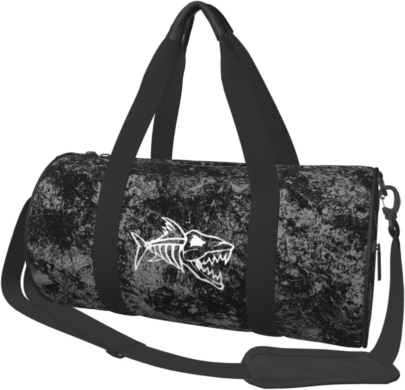 Anger Fish Skeletons Convertible Garment Bag with Shoulder Strap, Carry on Garment Duffel Bag for Men Women - Rolling Foldable for Travel Luggage Bags (Black)