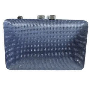 Anna Cecere 0137 Cornflower Blue Rhinestone EMEBLLISHED with Silver Trim Clutch