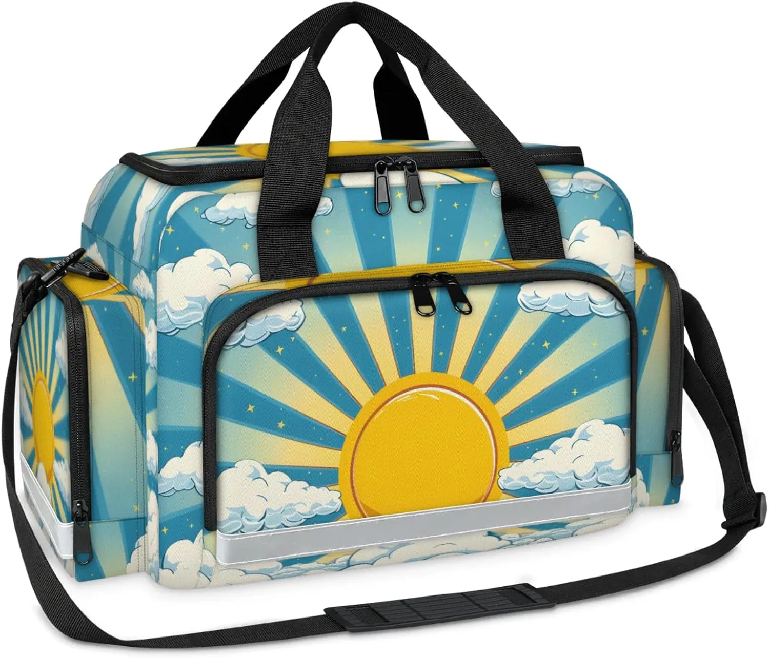 Anti-Scratch Duffle Bag for Travel 25x17.7x11.2 Inch - Waterproof Duffel Bag for Camping Fitness, Durable EMS Gear for First Responders Sun Clouds