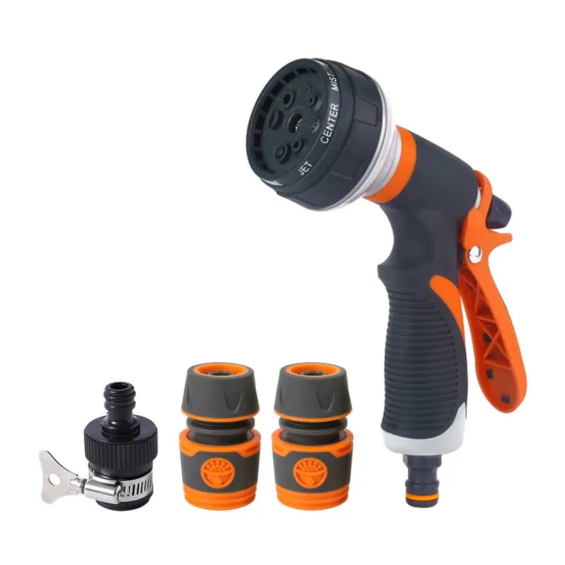 ANYHOUZ Garden Hose Nozzle 4PC Set 8 Mode High Pressure Adjustable Sprayer Universal Tap Connector with Clamp