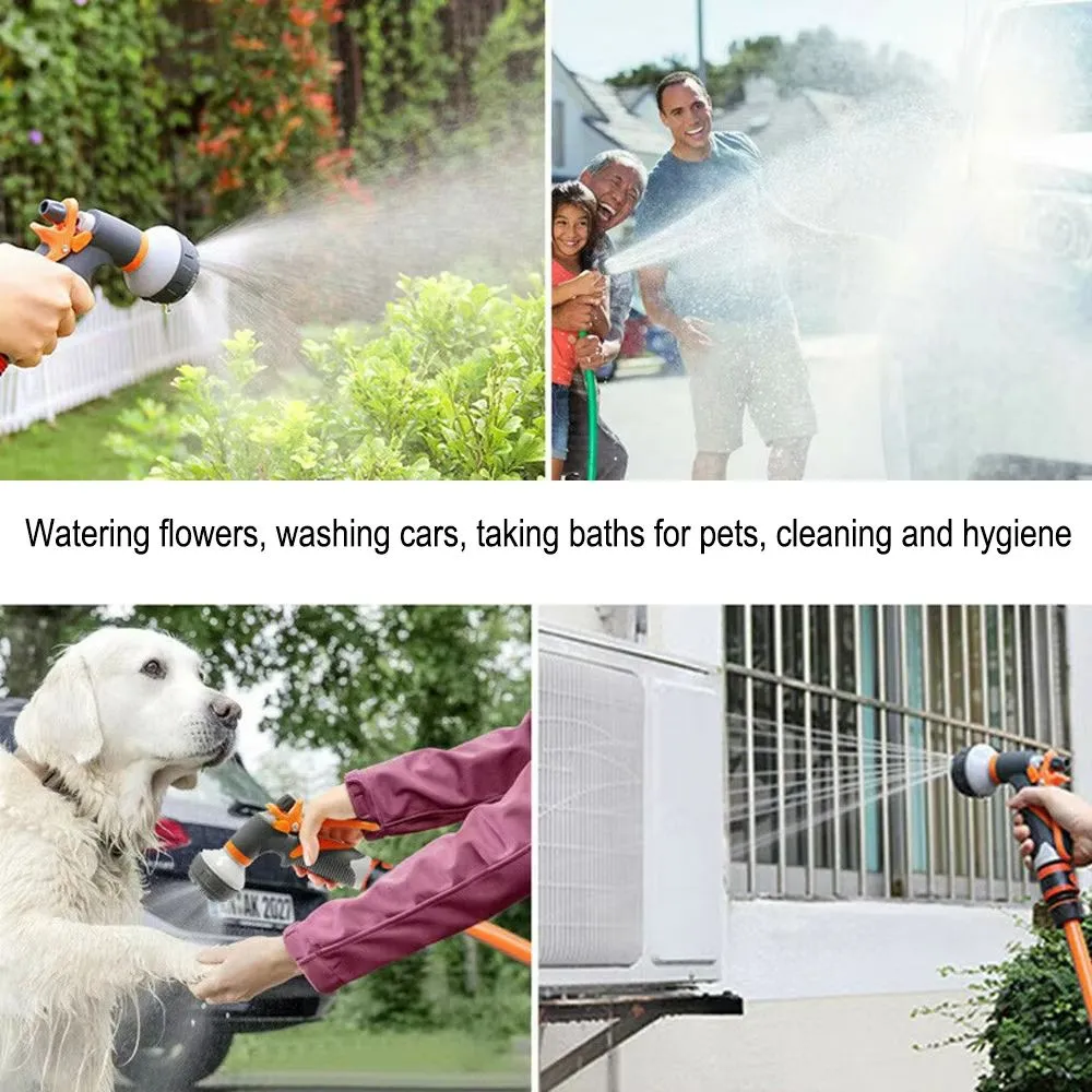 ANYHOUZ Garden Hose Nozzle 4PC Set 8 Mode High Pressure Adjustable Sprayer with Black Standard Threaded Connector