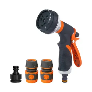 ANYHOUZ Garden Hose Nozzle 4PC Set 8 Mode High Pressure Adjustable Sprayer with Black Standard Threaded Connector