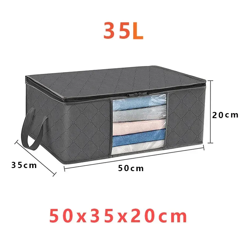 ANYHOUZ Storage Bag Grey 35L Multi Purpose Packing Organizer For Comforters And Blankets