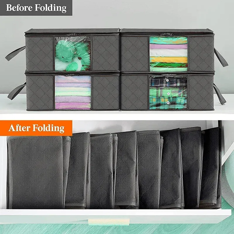 ANYHOUZ Storage Bag Grey 35L Multi Purpose Packing Organizer For Comforters And Blankets